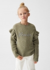 Mango Jersey mensaje bordado - Khaki