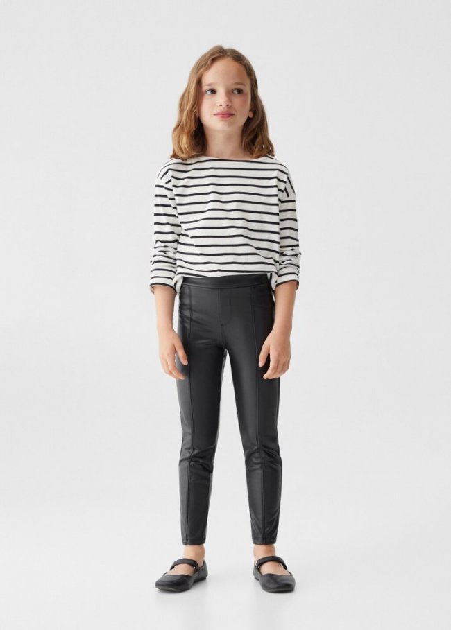 Mango Leggings efecto piel - Negro