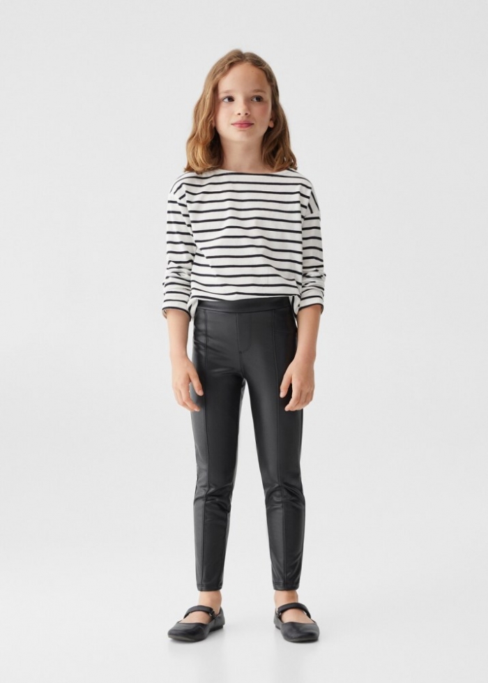 Mango Leggings efecto piel - Negro