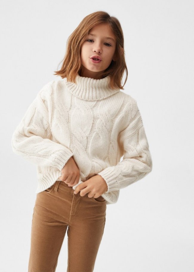 Mango Jersey punto cuello alto - Crudo