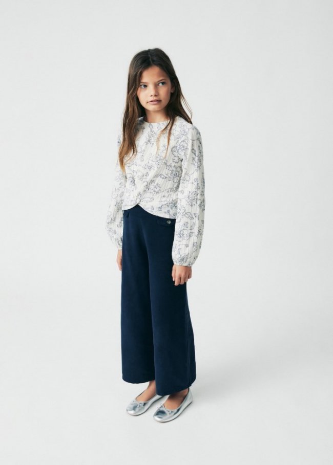Mango Pantalón culotte botones - Azul marino oscuro