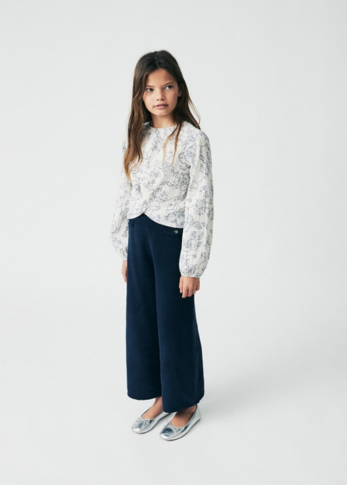 Mango Pantalón culotte botones - Azul marino oscuro