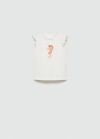 Mango Camiseta estampada volantes - Blanco roto