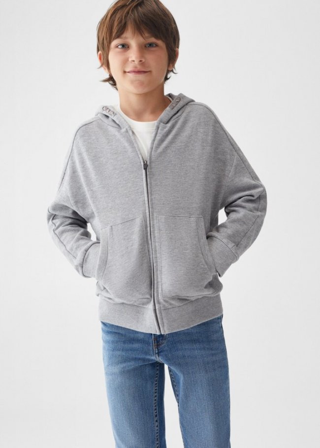 Mango Sudadera capucha cremallera - Gris medio vigoré