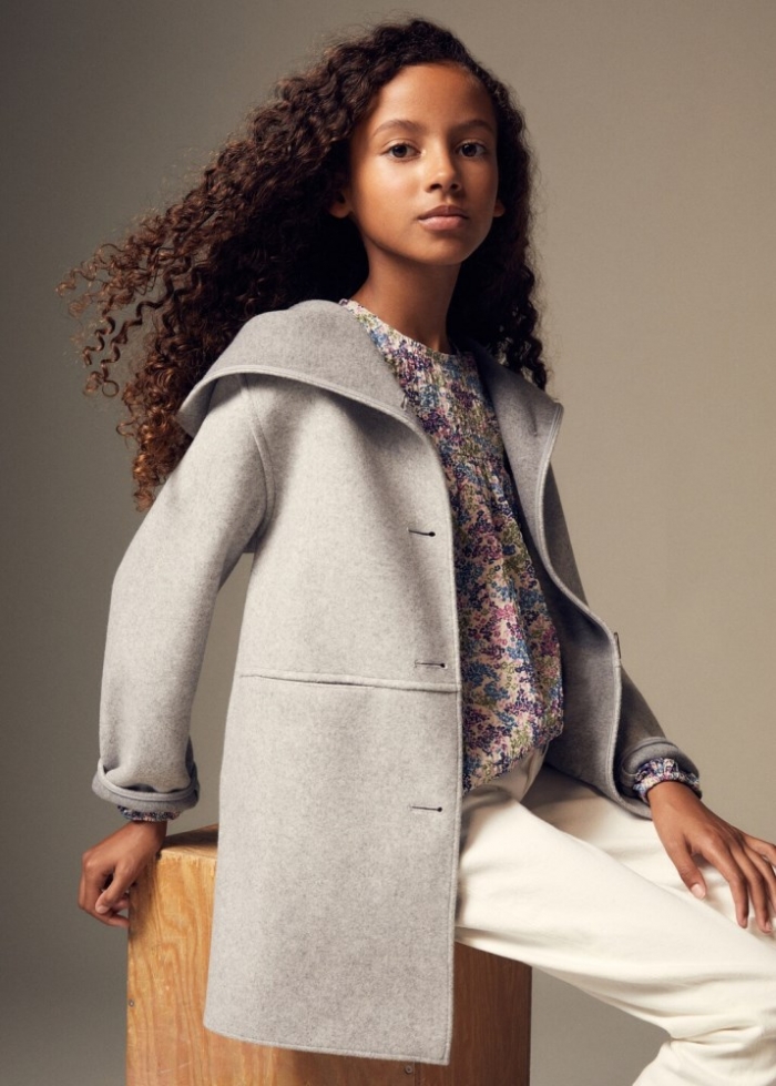 Mango Abrigo capucha botones - Gris