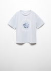 Mango Camiseta estampada detalle relieve - Azul celeste