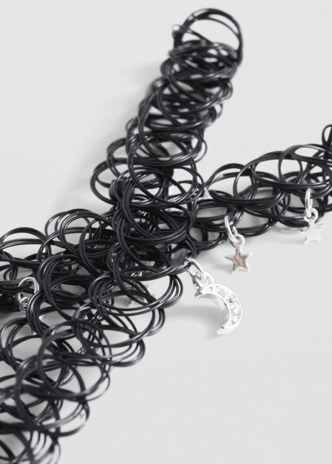 Mango Pack 2 chokers colgante - Negro