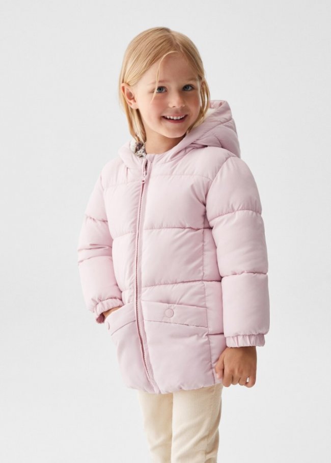 Mango Anorak acolchado interior borreguito - Rosa claro