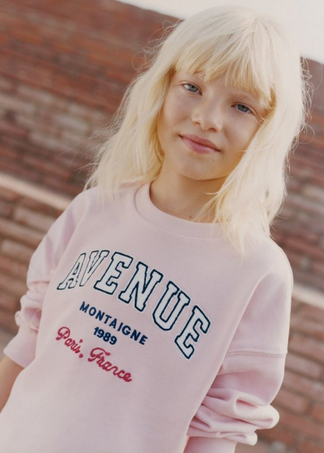 Mango Sudadera algodón mensaje - Rosa