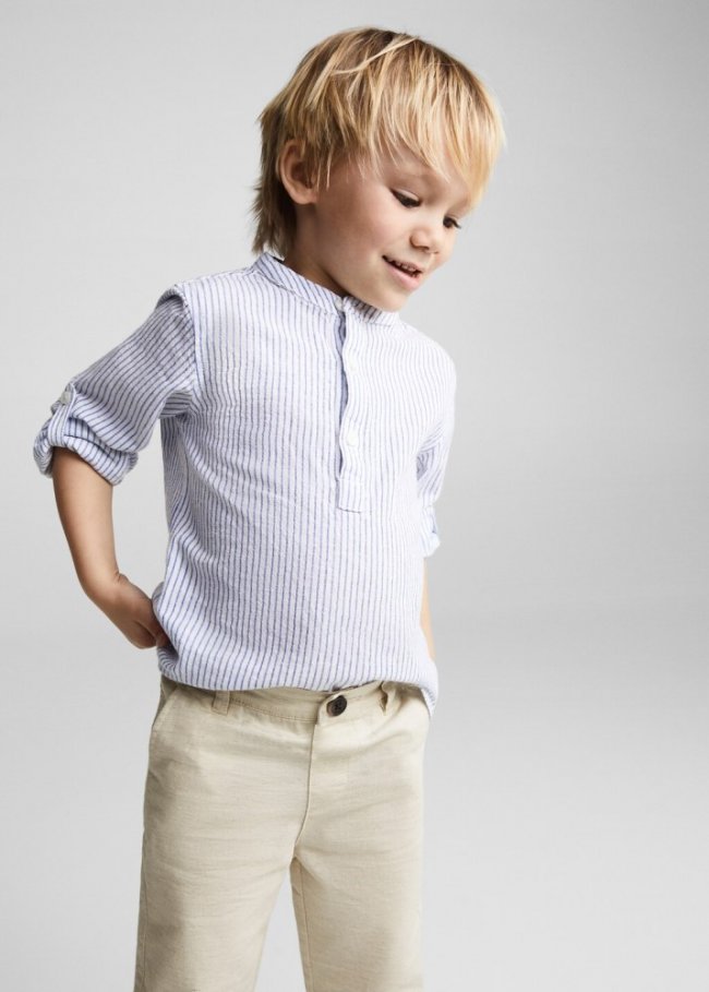 Mango Pantalón recto lino - Beige