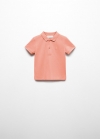 Mango Polo algodón textura - Rojo coral
