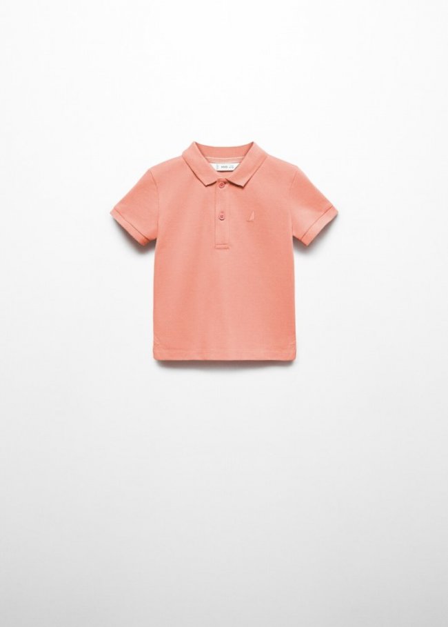 Mango Polo algodón textura - Rojo coral