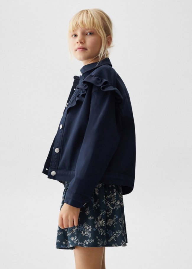 Mango Chaqueta volantes - Azul marino oscuro