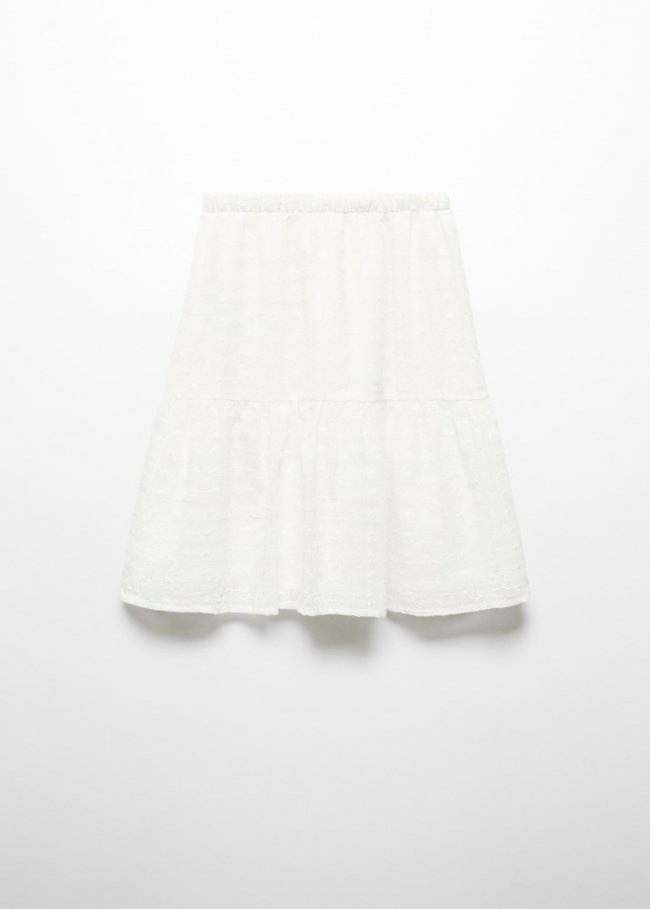 Mango Falda bordado floral - Blanco