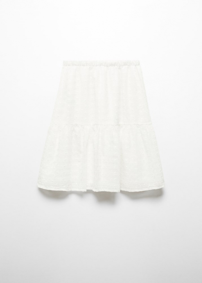 Mango Falda bordado floral - Blanco