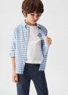 Mango Camisa algodón cuadro vichy - Azul celeste