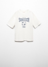 Mango Camiseta estampada algodón - Blanco roto