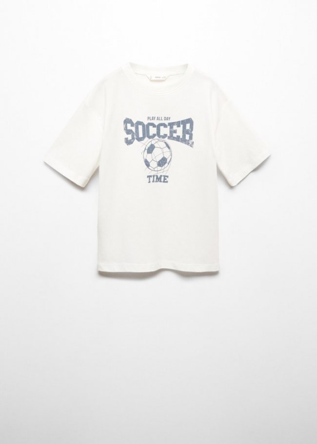 Mango Camiseta estampada algodón - Blanco roto