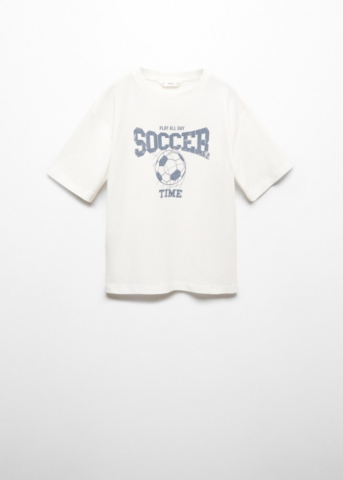 Mango Camiseta estampada algodón - Blanco roto