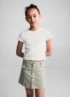 Mango Camiseta manga corta canalé - Blanco roto