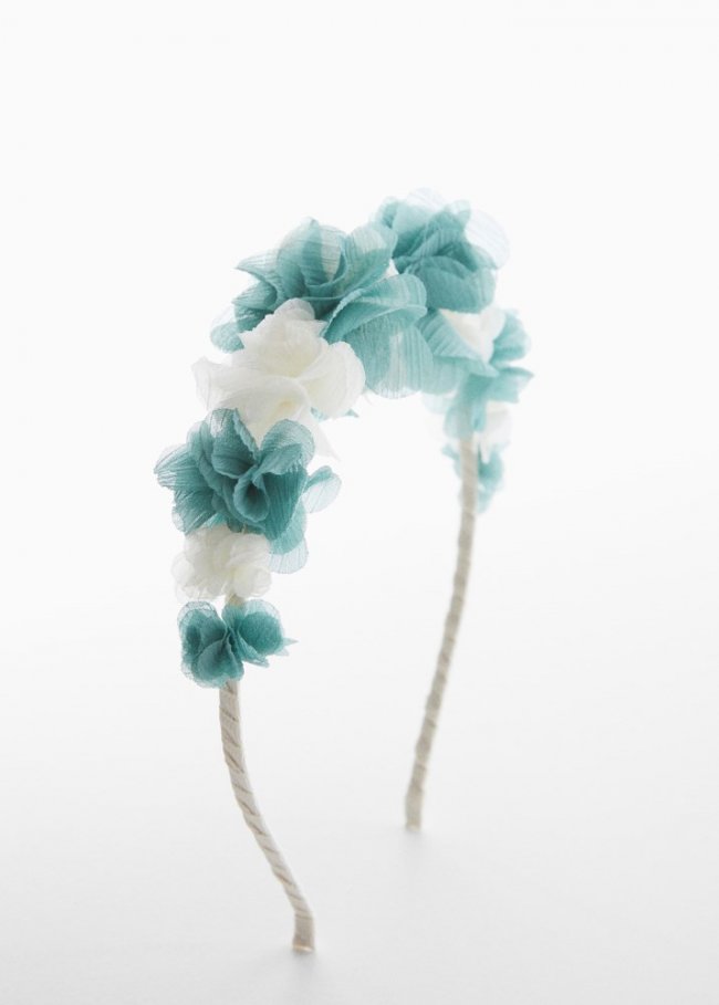 Mango Diadema flores relieve - Verde agua