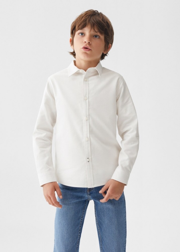 Mango Camisa vestir regular fit rayas - Beige
