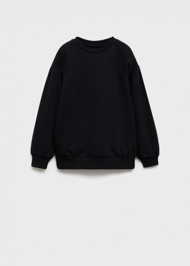 Mango Sudadera algodón detalle bordado - Negro