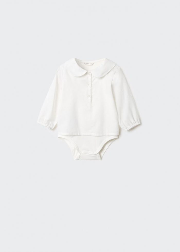 Mango Body blusa algodón - Blanco roto
