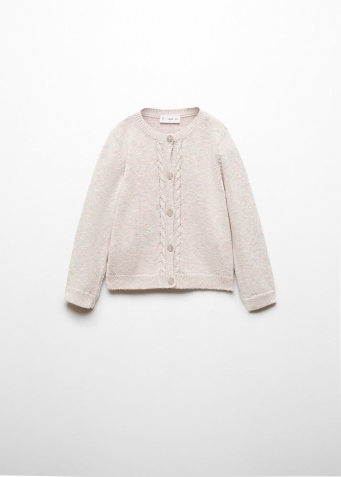 Mango Cárdigan punto trenzado botones - Rosa