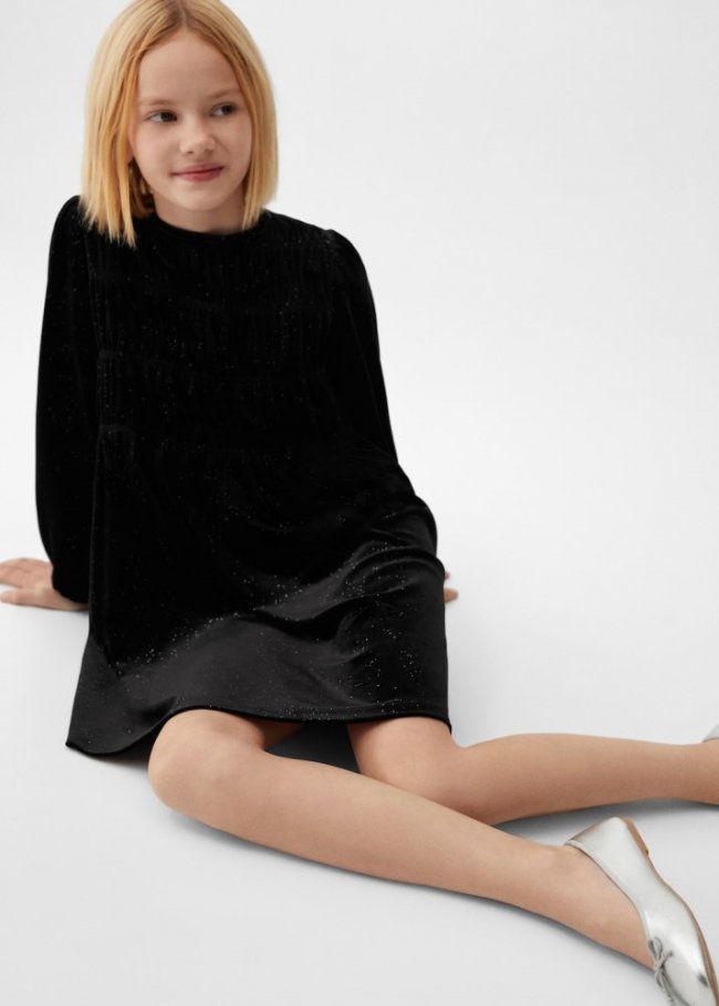 Mango Vestido corto terciopelo - Negro
