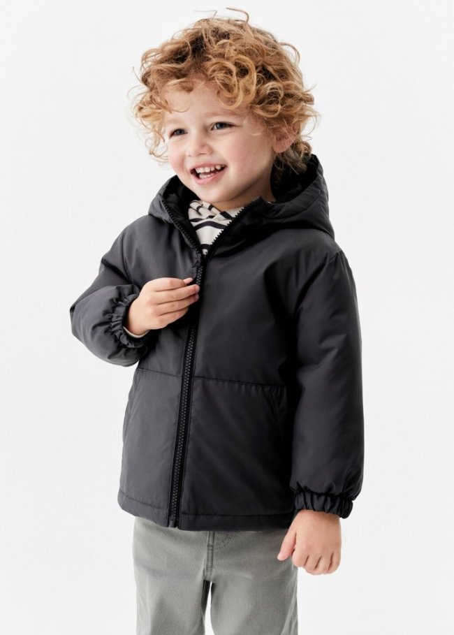 Mango Anorak capucha - Gris antracita