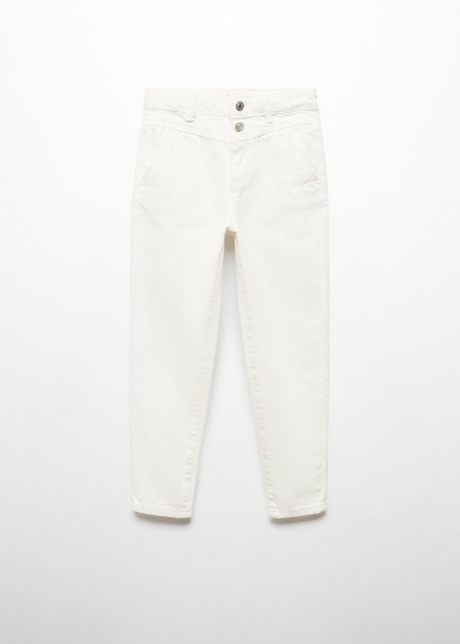 Mango Jeans mom-fit algodón - Blanco