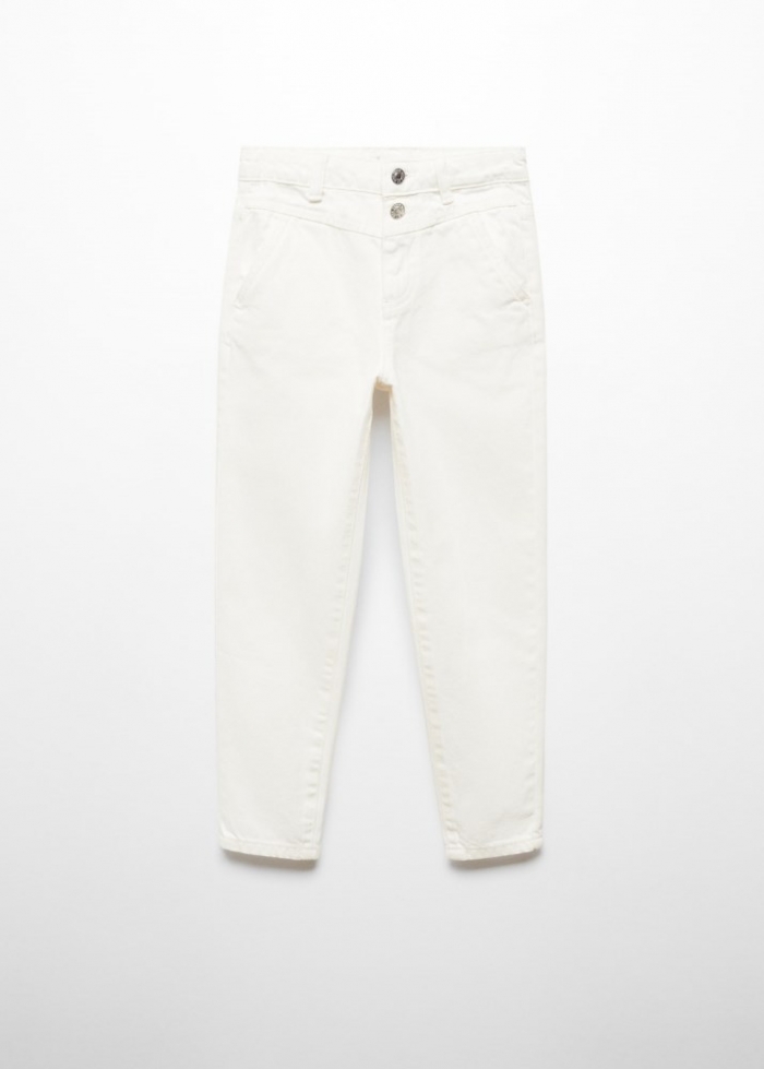 Mango Jeans mom-fit algodón - Blanco