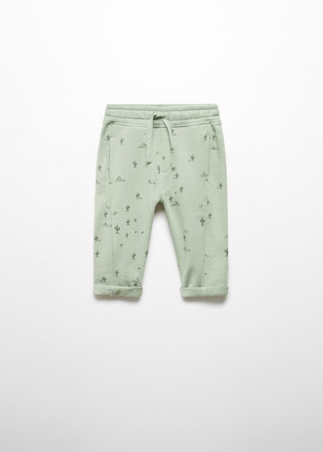 Mango Pantalón jogger algodón - Verde