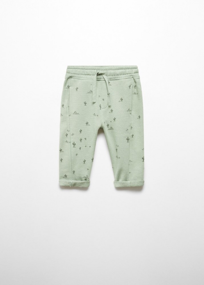 Mango Pantalón jogger algodón - Verde
