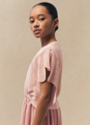 Mango Camiseta lúrex volantes - Rosa