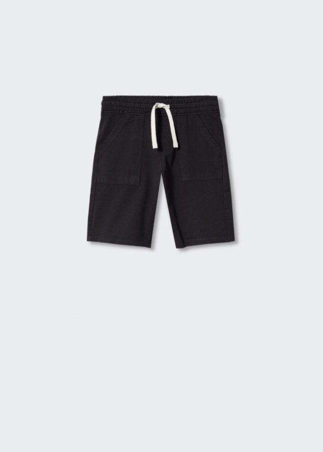 Mango Bermudas algodón cintura elástica - Negro