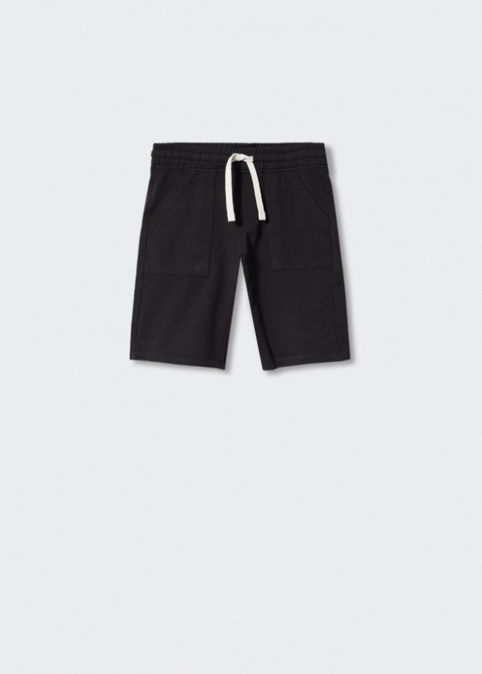Mango Bermudas algodón cintura elástica - Negro