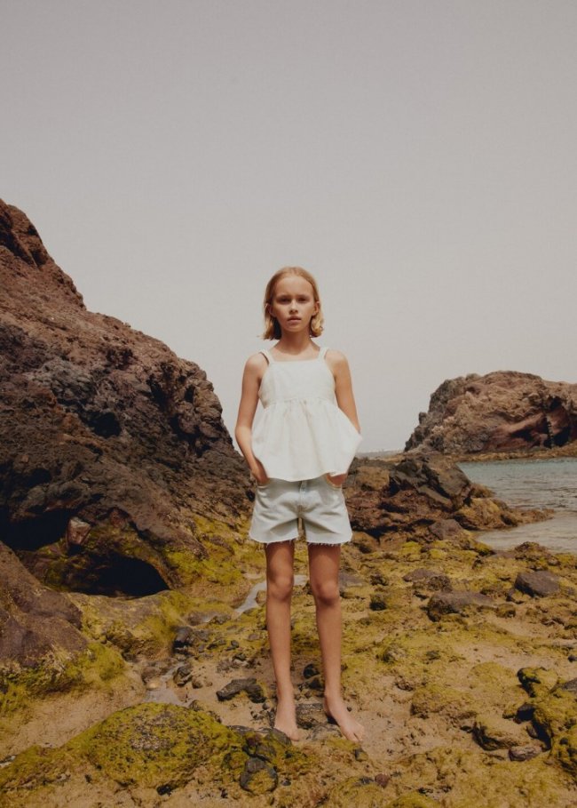 Mango Top tirantes lino - Blanco