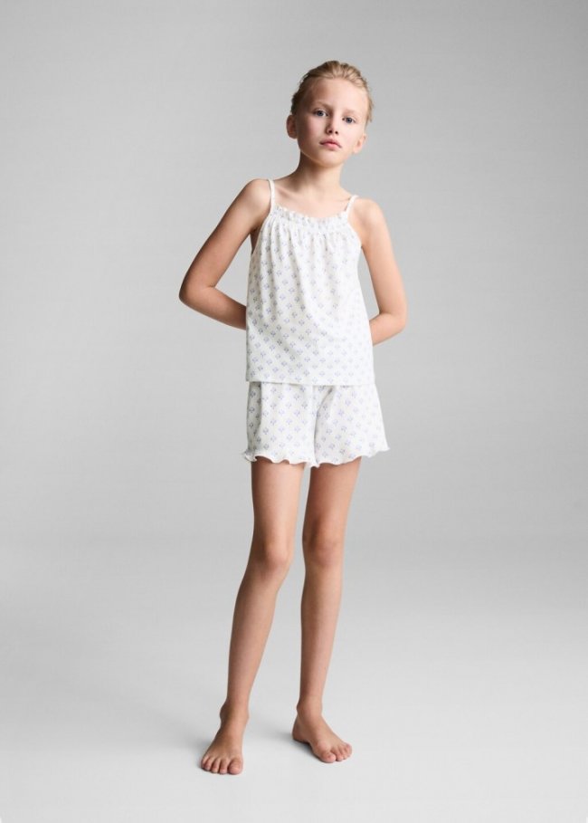 Mango Pijama corto estampado - Blanco roto