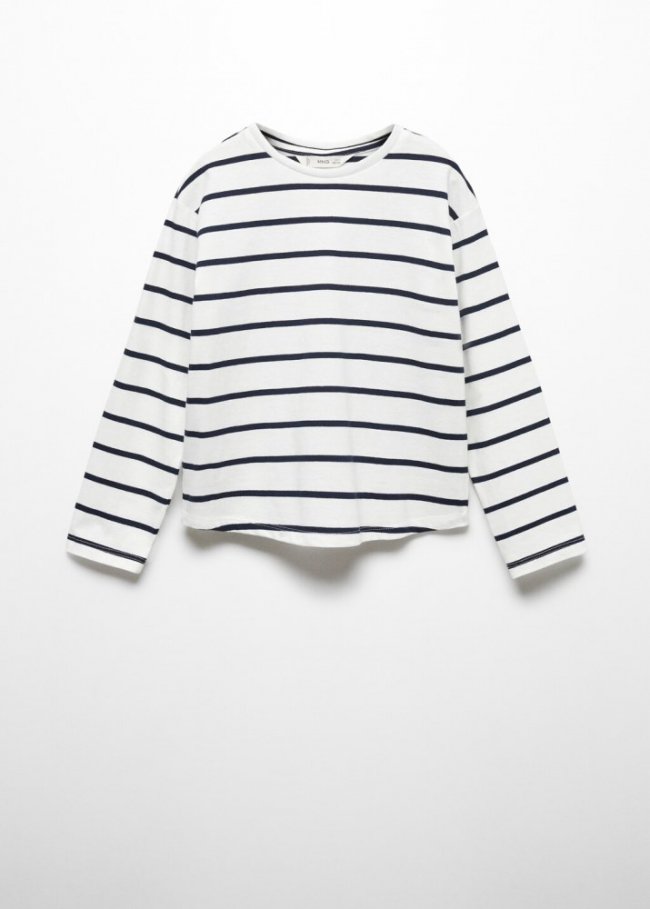 Mango Camiseta manga larga rayas - Azul marino
