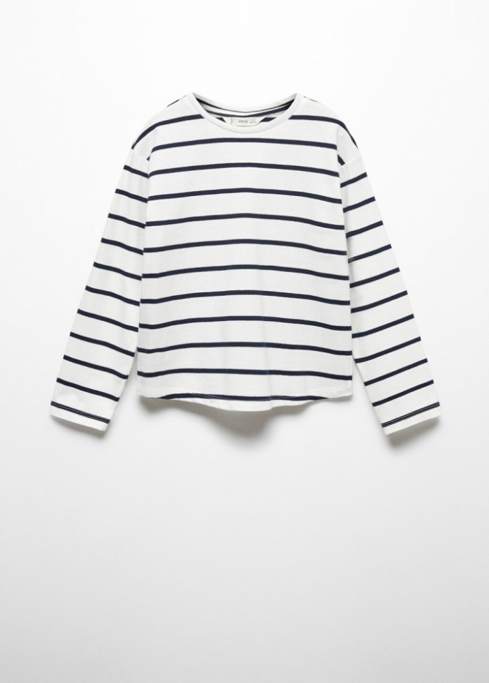 Mango Camiseta manga larga rayas - Azul marino