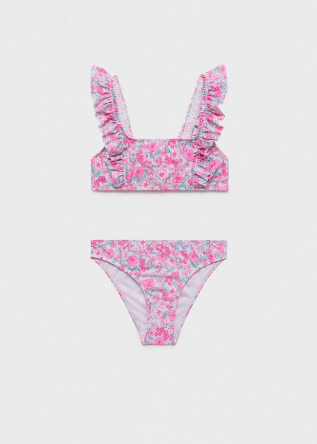 Mango Bikini flores volante - Rosa fluor