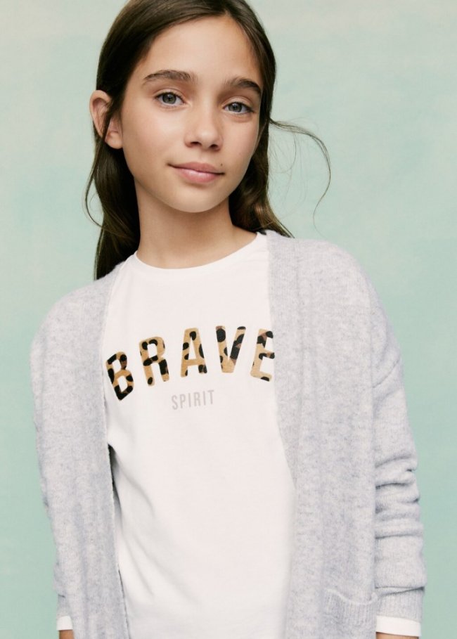Mango Camiseta mensaje estampado - Blanco roto