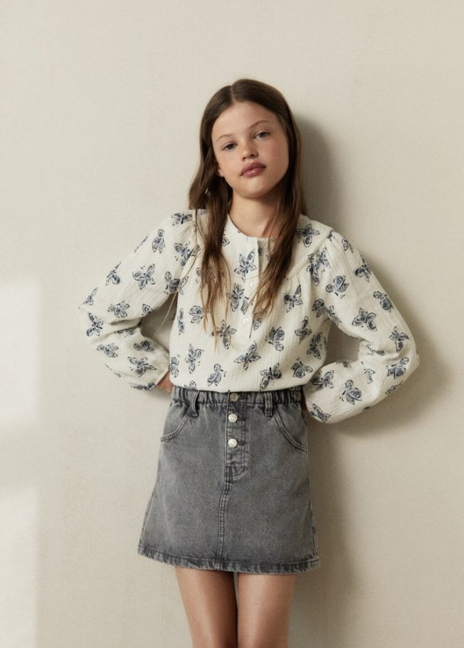 Mango Falda denim paperbag - Gris