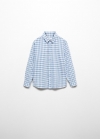 Mango Camisa algodón cuadro vichy - Azul celeste