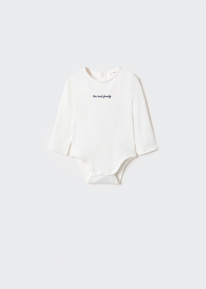 Mango Body algodón orgánico mensaje - Blanco roto
