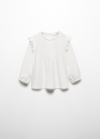Mango Camiseta manga larga volantes - Blanco roto