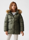Mango Anorak acolchado capucha - Khaki