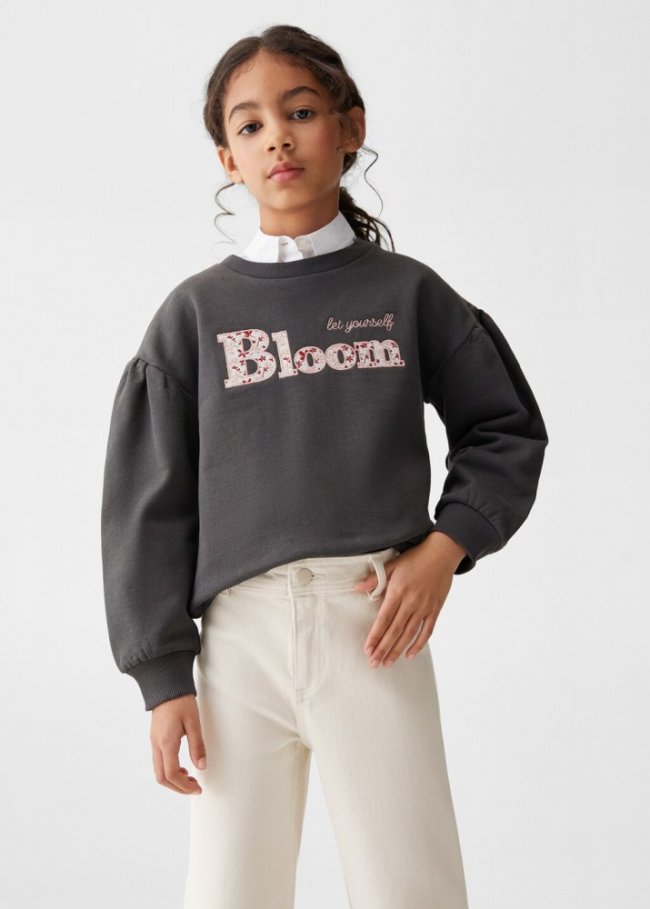 Mango Sudadera mensaje bordado - Gris antracita